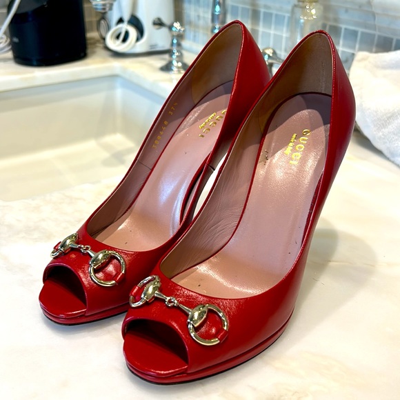 Gucci red sandals, high heel, mint condition, including box and dust bag - Picture 2 of 15